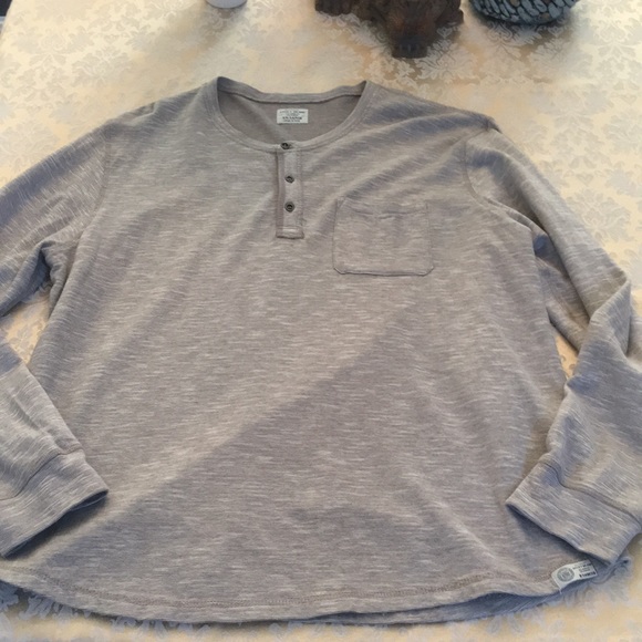 Lucky Brand long sleeve gray stripe henley - Picture 2 of 8